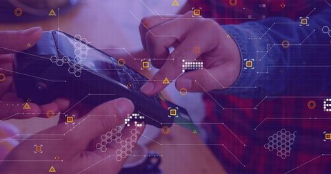 Digital Payment Transaction with Futuristic Data Overlay - Download Free Stock Images Pikwizard.com