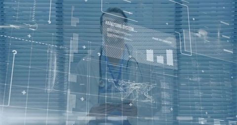 Doctor Engaged with Virtual Interface in Medical Office