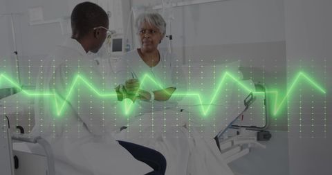 Senior Patient Consultation with Digital Cardiograph Overlay - Download Free Stock Images Pikwizard.com