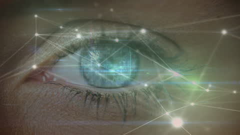 Futuristic Eye with Digital Connections Illustrating Global Networking