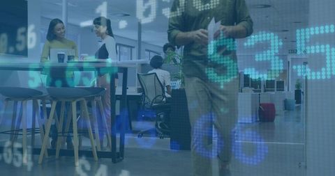 Modern Open-Plan Office with Business Team Interactions