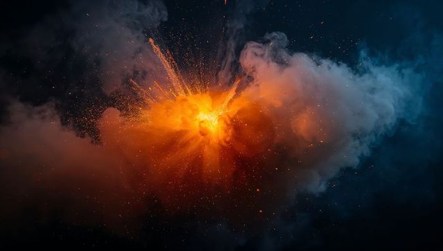 Fiery Cosmic Explosion with Glowing Embers and Radiant Light Streaks for Sci-Fi Design