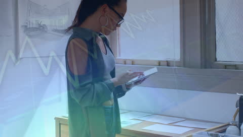 Businesswoman Engaged in Digital Data Analysis and Management