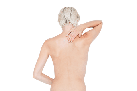 Transparent View of Woman Hand on Neck Experiencing Pain