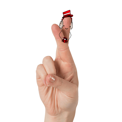 Playful Finger Art with Christmas Hat on Transparent Background