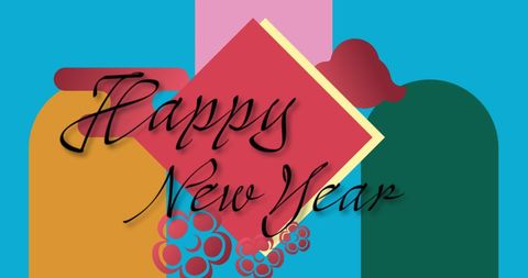 Colorful Happy New Year Design with Geometric Shapes - Download Free Stock Images Pikwizard.com