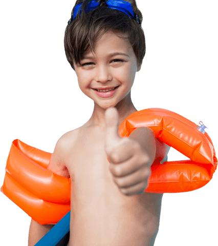 transparent happy boy wearing water wings giving thumbs up - Download Free Stock Videos Pikwizard.com
