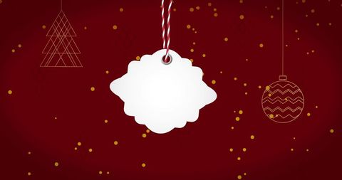 Blank Christmas Gift Tag Against Festive Background