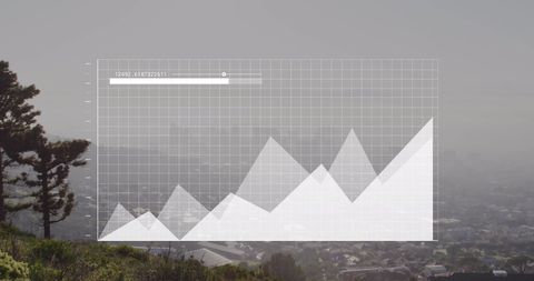 Financial Data Graph Analyzed Over Urban Landscape