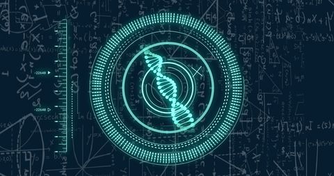 Digital DNA Strand with Futuristic Data Interface Elements