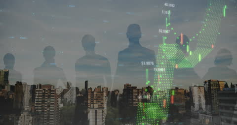 Financial Technology Concept with Cityscape and Data Overlays