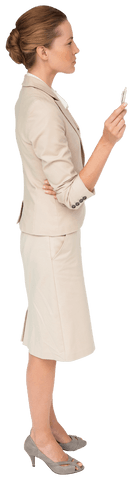 Caucasian Businesswoman Holding Object Transparent Background