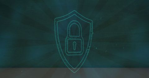 Cybersecurity Shield with Digital Lock Icon on Blue Background - Download Free Stock Images Pikwizard.com