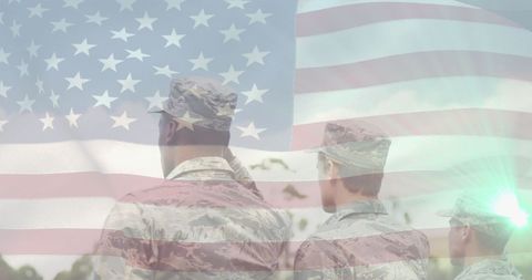 Unity and Patriotism: Soldiers Overlaid with USA Flag - Download Free Stock Images Pikwizard.com