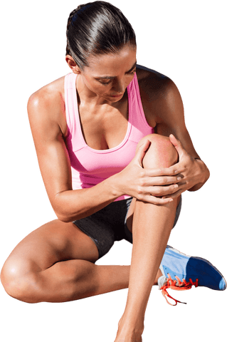 transparent image of athlete examining her injured knee - Download Free Stock Videos Pikwizard.com