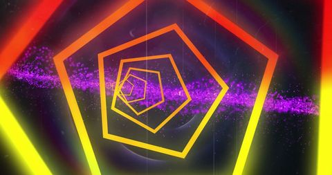 Neon Tunnel with Digital Wave on Dark Background Design