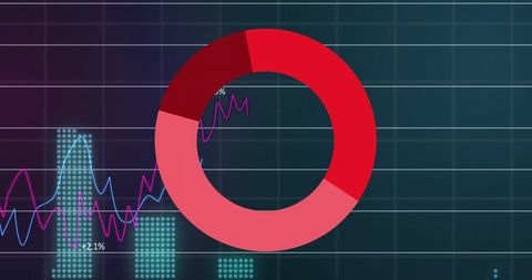 Abstract Financial Data Analytics on Dark Grid Background
