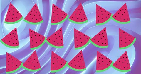 Geometric Watermelon Pattern on Abstract Blue Background
