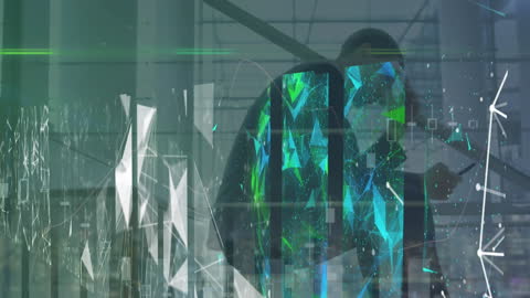 Businesswoman Analyzing Global Data on Digital Globe