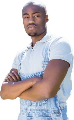 Confident Young Man Standing in Garden Isolated on Transparent Background
