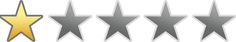 Transparent one star rating isolated on white background
