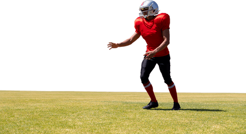 Transparent rugby player in action on field