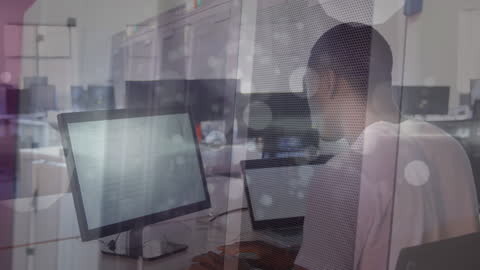 Data Processing Animation with Businessman in Modern Office