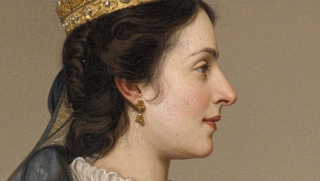 Regal noblewoman in crown with vintage elegance