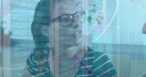 Tech Innovation with Diverse Team and Data Graphics