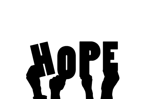 Hands with hope text motivation png on transparent background