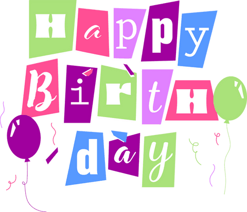 Cheerful Happy Birthday Banner With Balloons on Transparent Background
