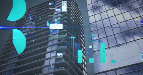 Urban Building with Futuristic Data Interface