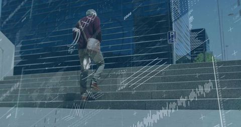 Business Professional Ascending Steps with Data Overlay