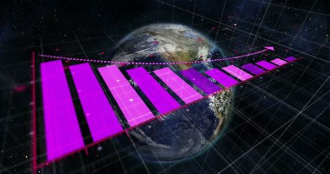 Animated Bar Graphs and Globe Highlighting Financial Loss and Globalization - Download Free Stock Images Pikwizard.com