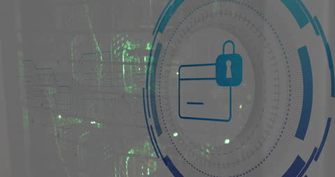 Network Security Concept with Padlock and Card Symbols