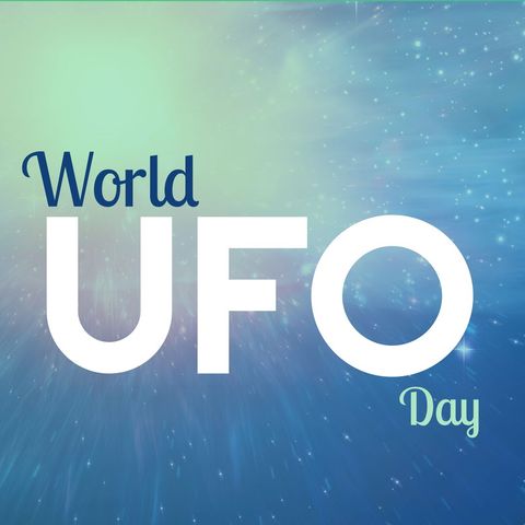 world ufo day text with stars in galaxy background - Download Free Stock Templates Pikwizard.com