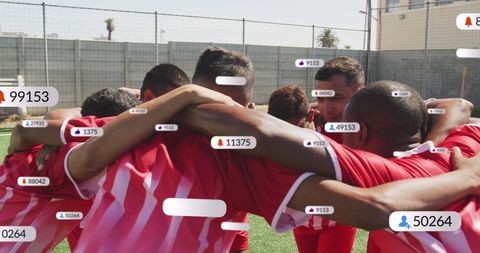 Football team embracing conceptualizing social media engagement