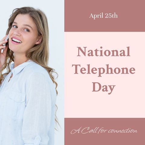 National Telephone Day Celebration Concept with Smiling Woman - Download Free Stock Templates Pikwizard.com