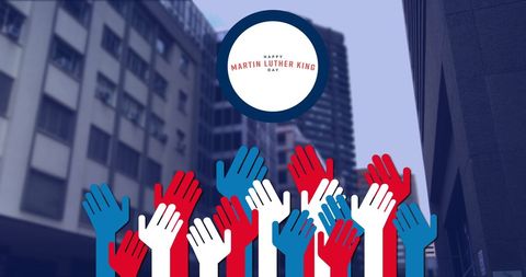 Colorful Hands Raised for Martin Luther King Day Awareness