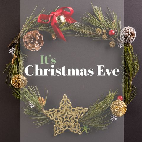 festive christmas eve wreath on black background with text - Download Free Stock Templates Pikwizard.com