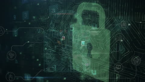 Futuristic Cybersecurity Lock with Digital Circuit Board Patterns