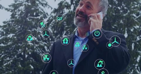 Businessman Discussing Eco-Friendly Solutions in Nature