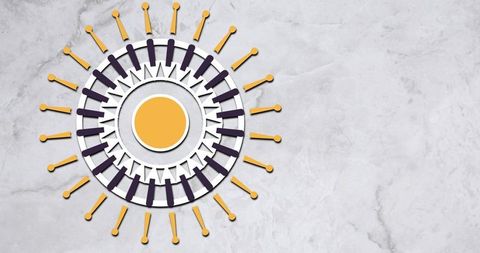 Abstract geometric sunburst design on marble background