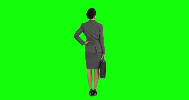 Professional Businesswoman Posing with Briefcase - Download Free Stock Images Pikwizard.com