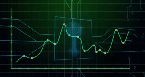 Futuristic Data Interface Showing Dynamic Trend Analysis