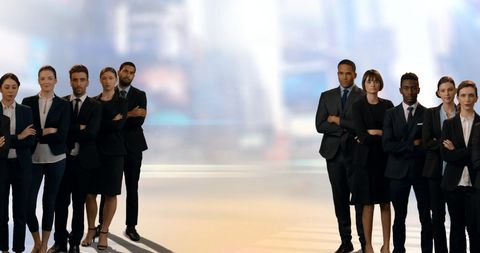 Diverse Business Teams Against City Skyline Background - Download Free Stock Images Pikwizard.com