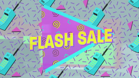 Retro Flash Sale Banner with Bold Text and Iconic 90s Pattern