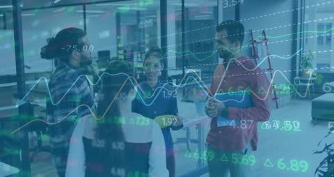 Diverse Business Team Analyzing Financial Data Inside Office