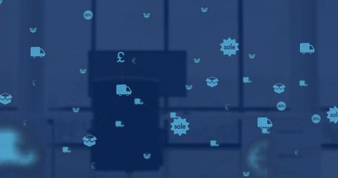 Business Technologies Network with Currency Icons and Concepts