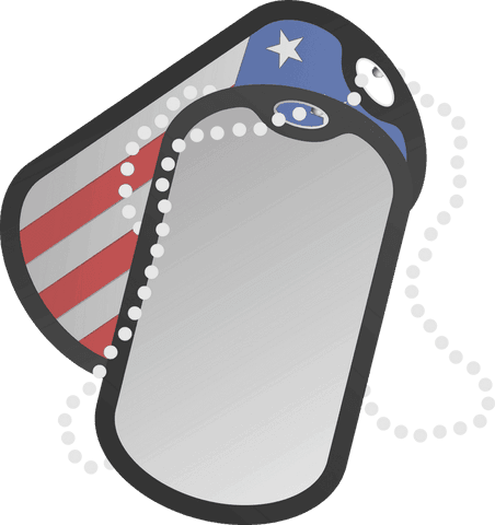 Reflective dog tags with american flag on transparent background